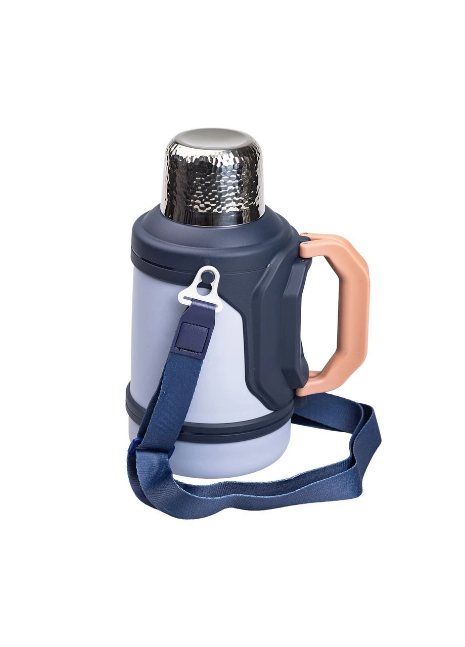 Термос Vacuum Cup 1.5 литра с ремешком и складной ручкой темно-синий HP-14-21BL Yiwu (391464395)