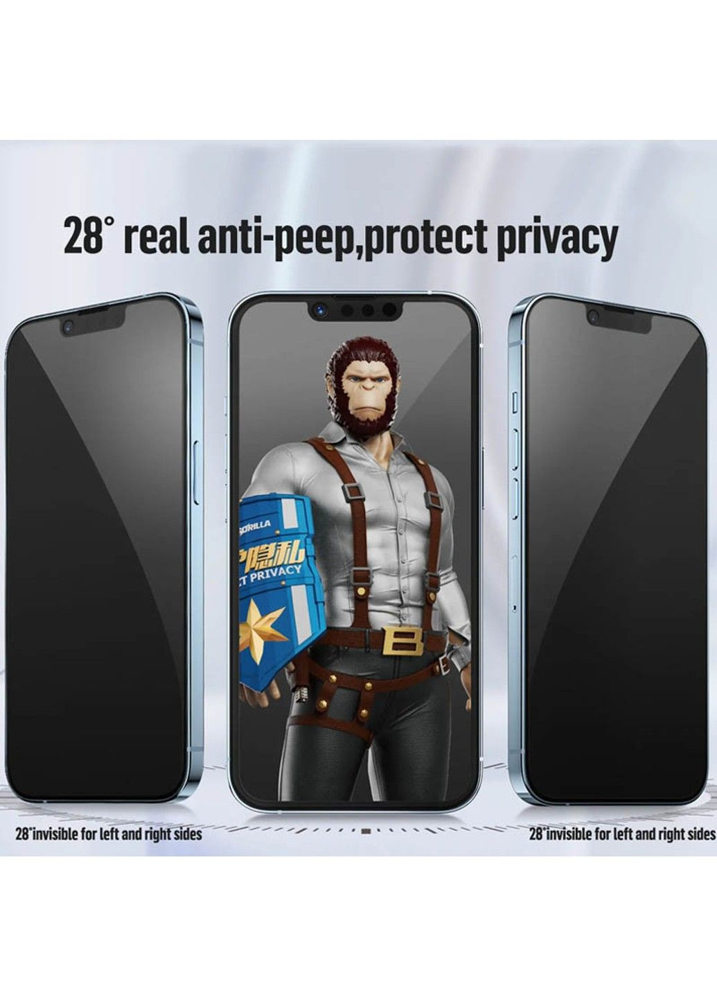 Захисне 2.5D скло Full Cover Anti-Peep для Apple iPhone 15 Pro Max (6.7") Blueo (292004408)