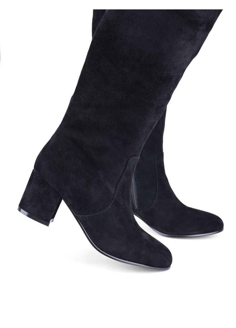 Черные осенние женские ботфорты 3267-2203 черный велюр Attizzare