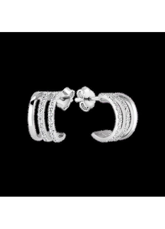 Серебряные серьги с топазом и фианитами. Каштан (342335591)