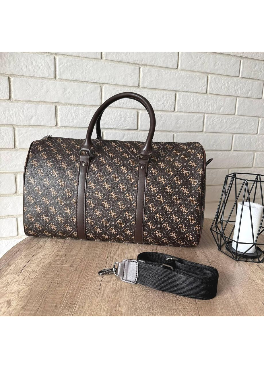 Велика чоловіча сумка з екошкіри коричнева для залу та тренування спортивна сумка м'яка ProDobro (363221585)