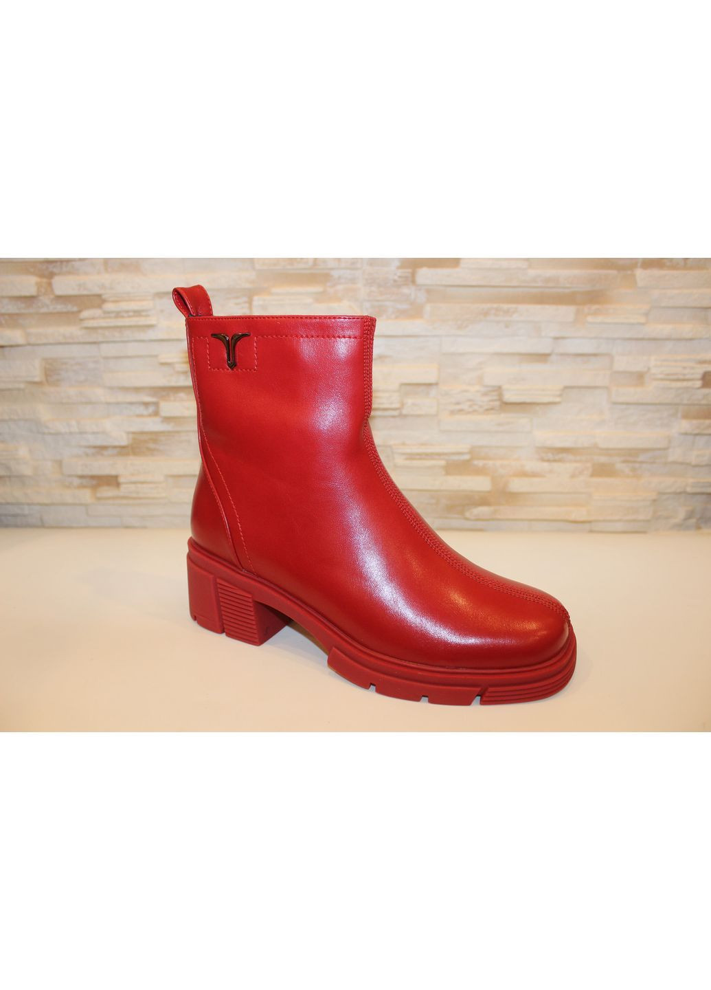 Осенние ботинки женские демисезонные красные челси Lino Morano без декора из искусственной кожи