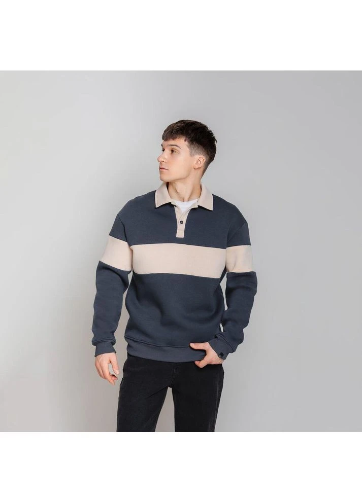 Стильная мужская кофта с начесом осень/зима серая с молочным No Brand (376105269)