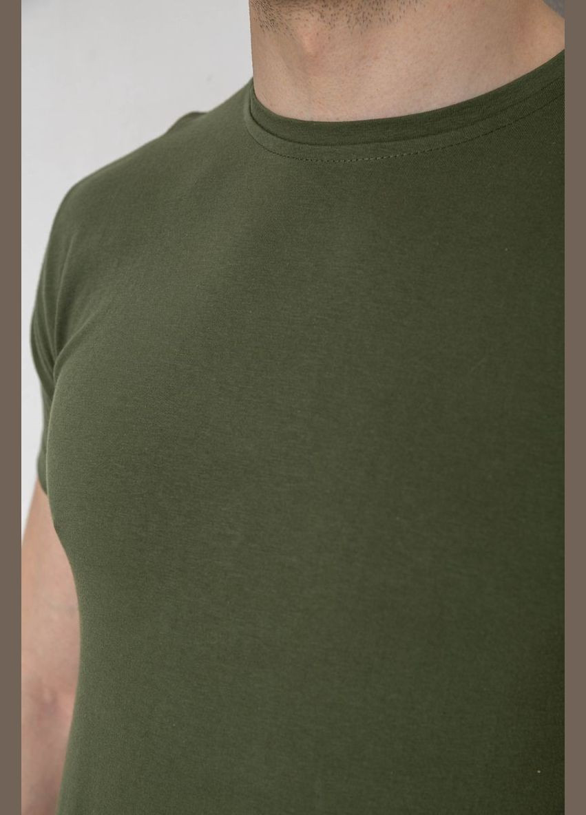 Хаки (оливковая) футболка мужская однотонная базовая черная размер 4xl (sku_244r2408) с коротким рукавом No Brand