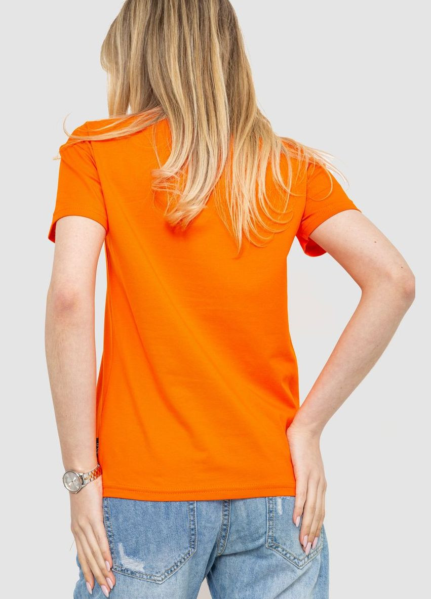Оранжевая летняя футболка женская однотонная, цвет черный, Ager