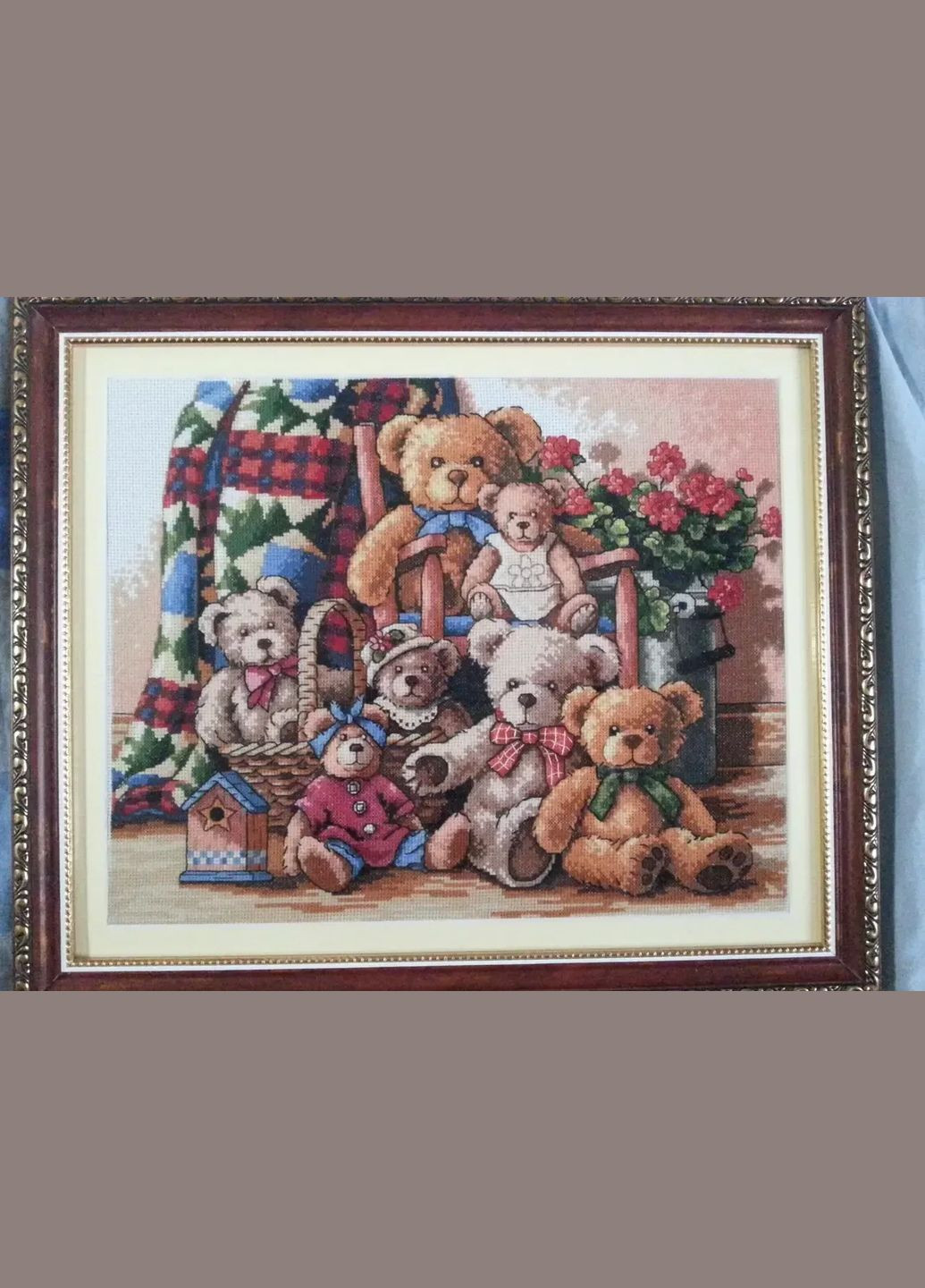 Набор для вышивания по нанесённой на канву схеме "Bear family" . AIDA 14CT printed, 46*37 см Joy Sunday (313613134)