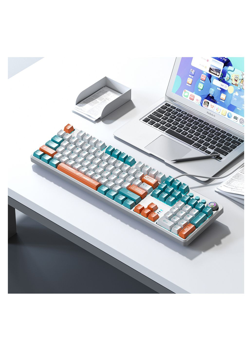 Клавіатура Aula f2088 pro plus 9 orange keys krgd blue usb ua whit (268547470)
