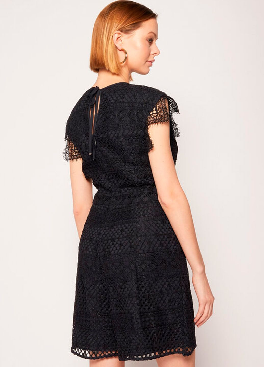 Темно-синя святковий, коктейльна, вечірня мереживна міні сукня кльош, бебі долл, з пишною спідницею Tommy Hilfiger однотонна