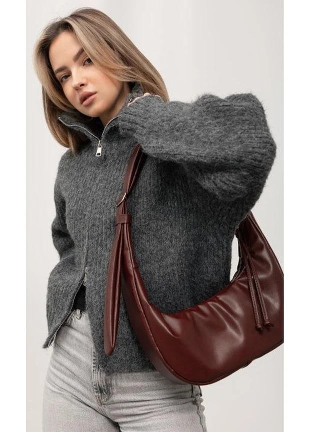 Жіноча сумка Sambag HOBO бордова 30x13x8 см екошкіра міська на блискавці Sambag 55179 De Esse (403068375)