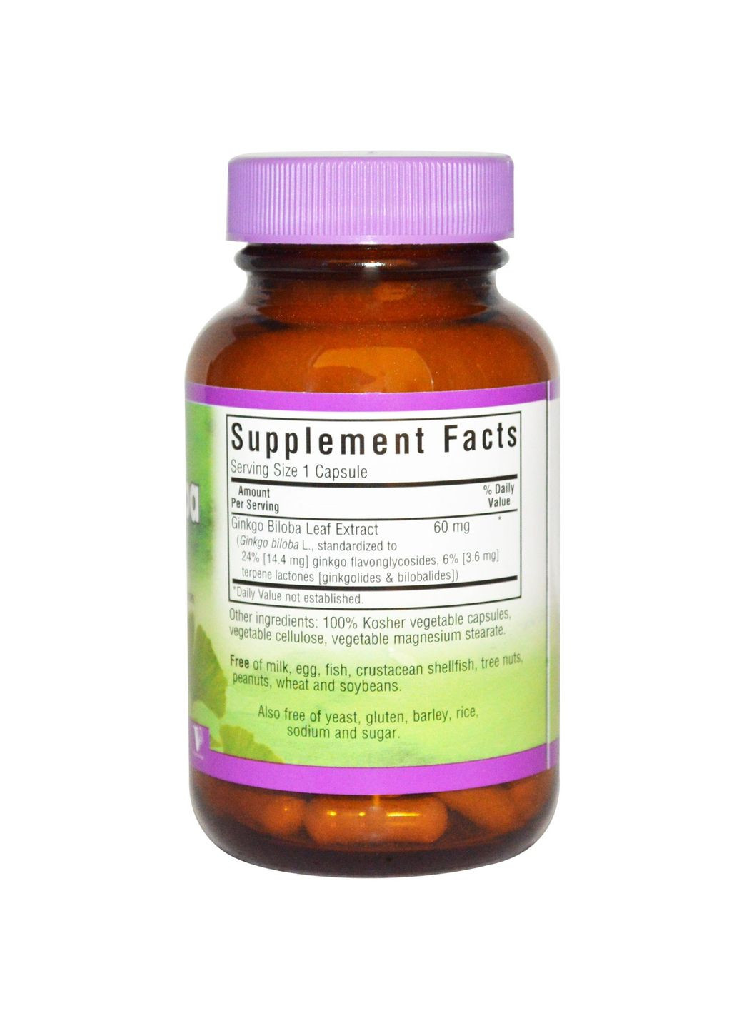 Экстракт Листьев Гинкго Билоба, Ginkgo Biloba Leaf Extract, 30 гелевых капсул Bluebonnet Nutrition (326054588)