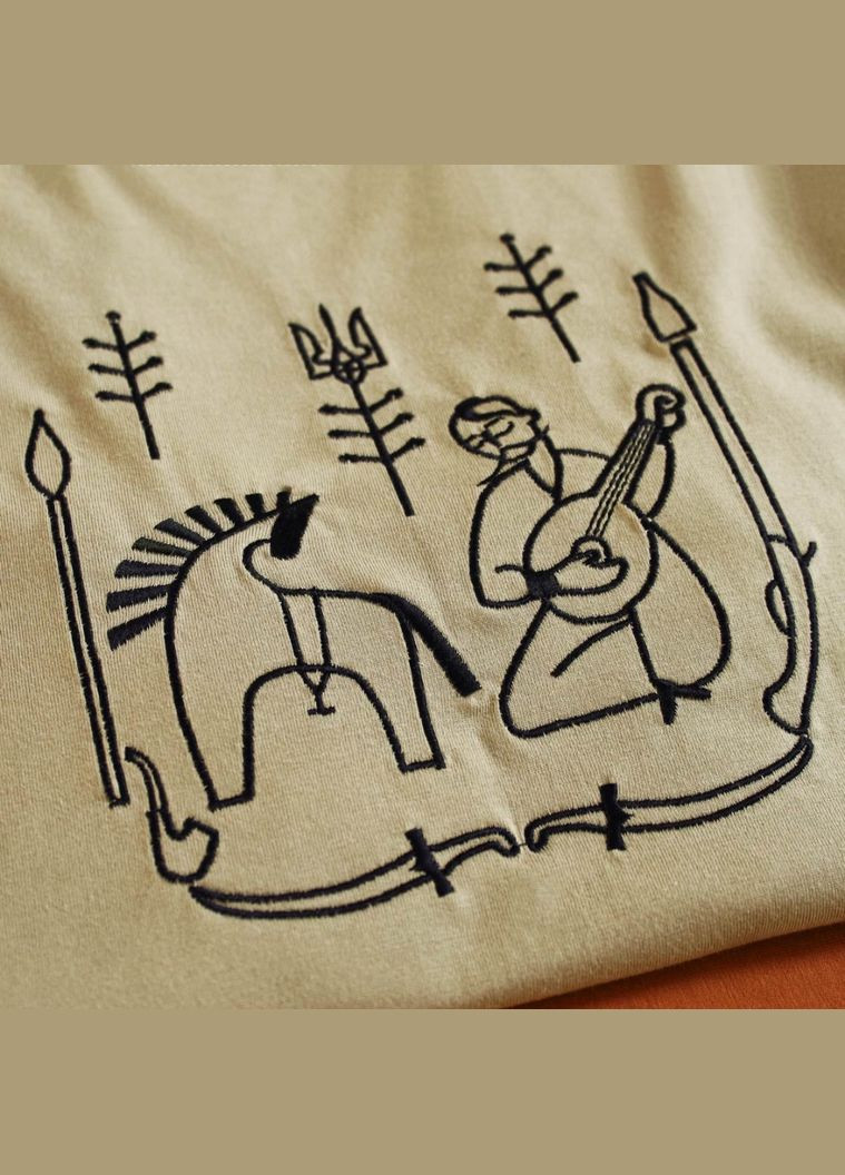 Койот мужская футболка с этнической вышивкой казак мамай койот Ladan