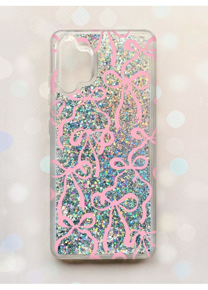 Чохол з плаваючими срібними блискітками Samsung Galaxy A32 Бантики (принт 406) Creative (355407560)