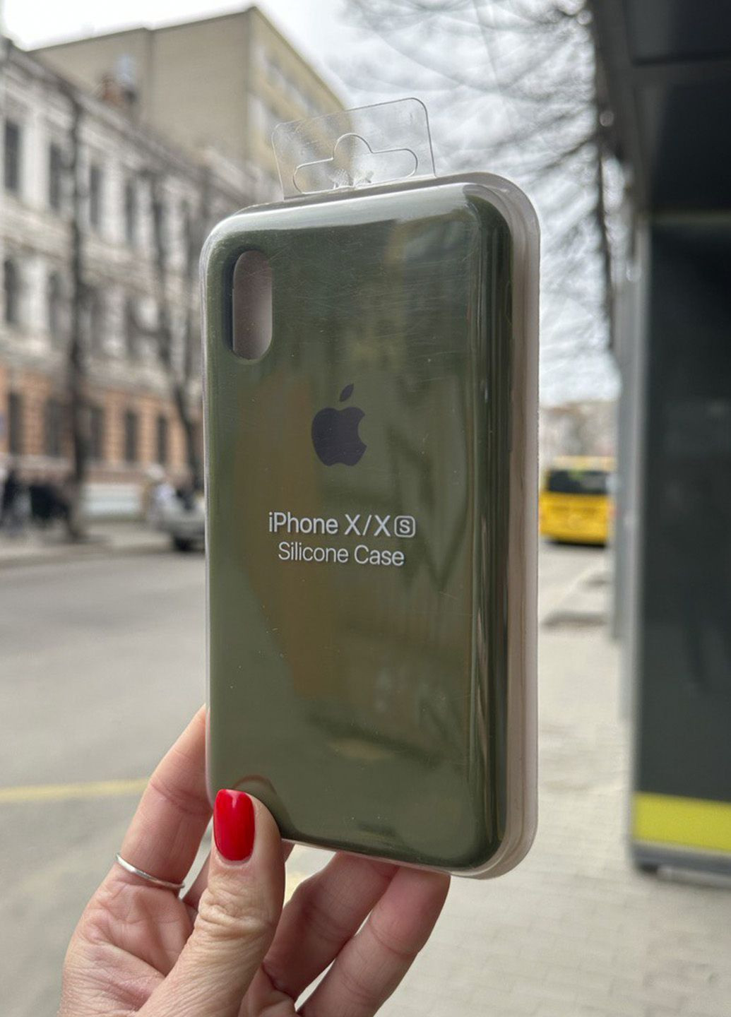 Чехол для iPhone X/Xs Silicone Case Olive зеленый No Brand (289754096)