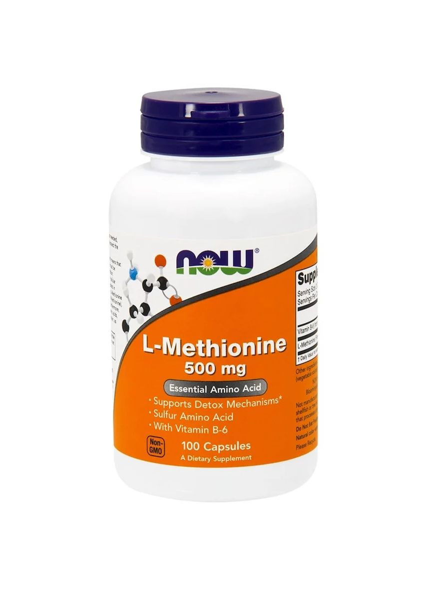 L-Метіонін, L-Methionine,, 500 мг, 100 капсул Now Foods (326054840)