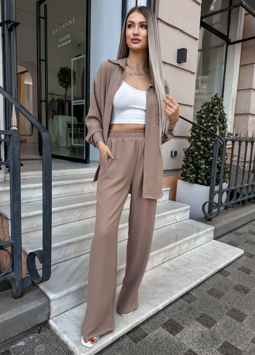 Базовый повседневный свободный костюм двойка: рубашка + штаны Tik-Tak (325401613)