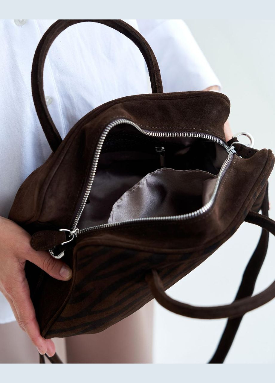 Жіноча сумка з натуральної замші з плечовим ременем в комплекті шоколадна «Кармел» WeLassie (347018359)