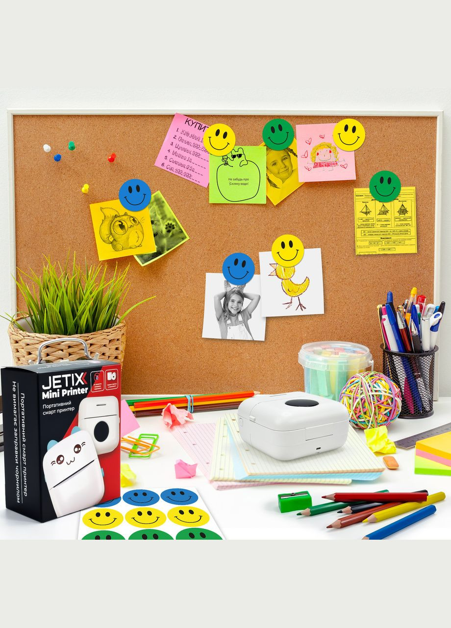 Bluetooth термопринтер Mini Printer | Портативний принтер із набором термопаперу та олівців у комплекті JETIX (335814262)