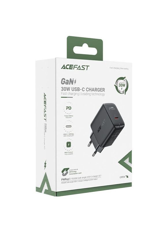 Зарядное устройство A21 PD30W GaN (1USB C) Черный Acefast (372163164)