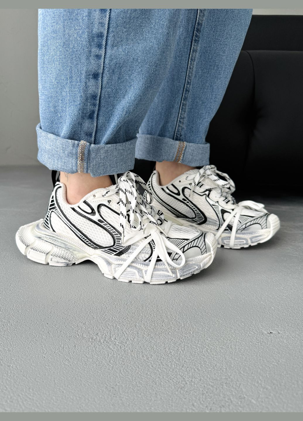 Кросівки жіночі Balenciaga 3XL White Black | Баленсіага 3ХЛ білі No Brand білі демісезони (341264132)