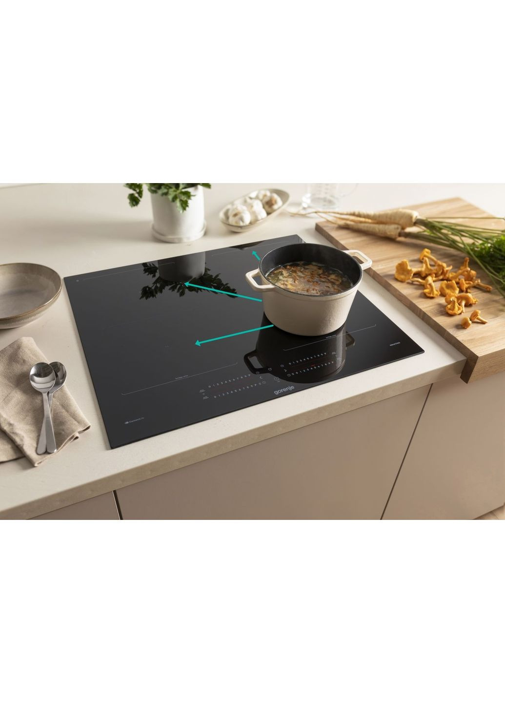 Варильна поверхня індукційна, 60см, PowerBoost, TouchControl, Wi-Fi, збільшена площа приготування, чорний Gorenje (362213592)