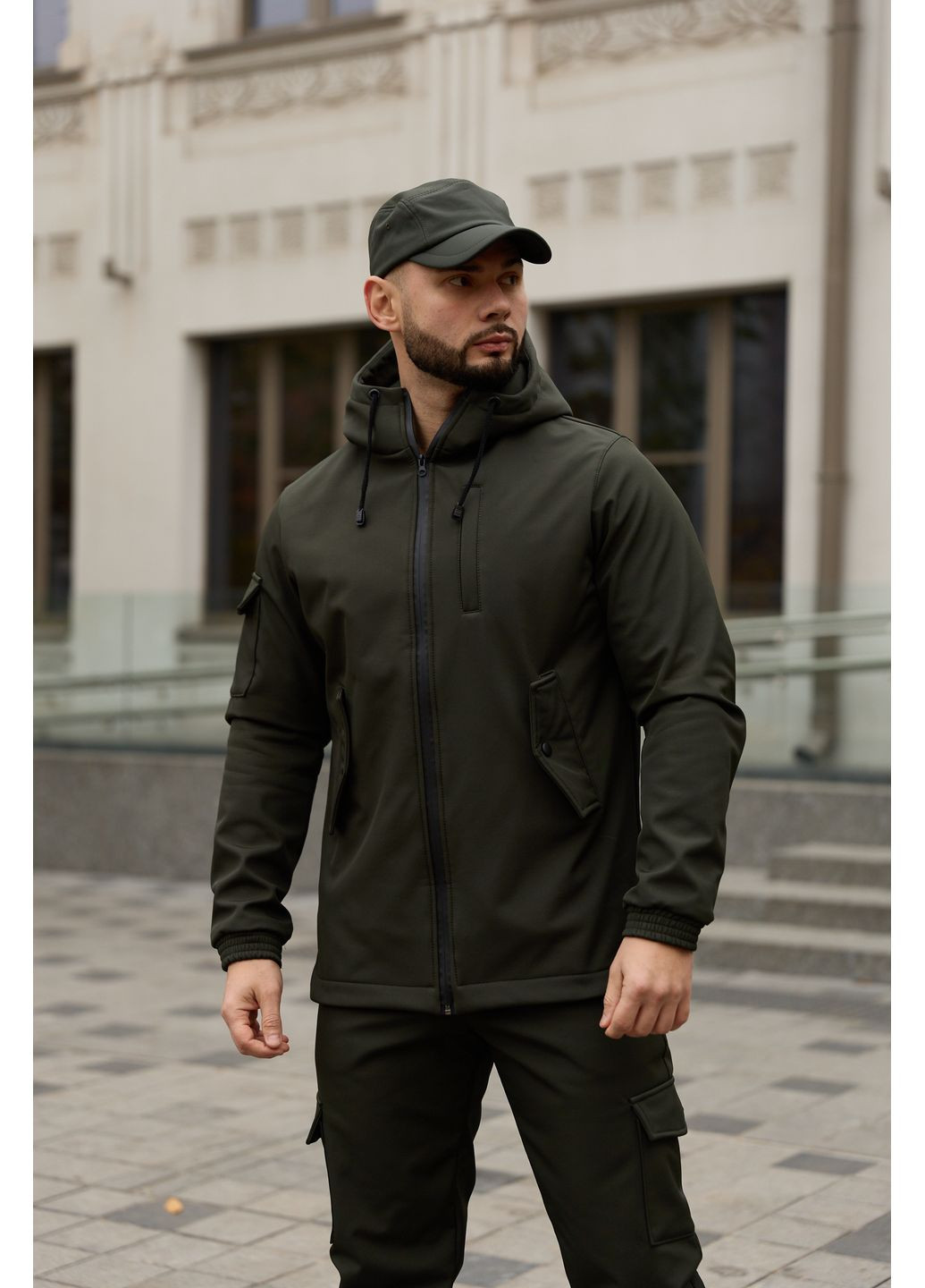 Чоловічий костюм Softshell хакі — утеплений, водовідштовхувальний комплект (куртка + штани) Intruder (367007684)