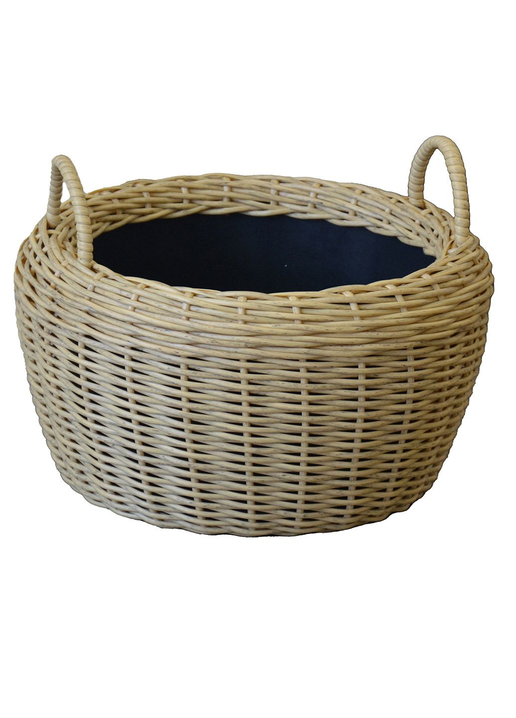 Корзина для дров плетеная (дровница) из искусственного ротанга ручной работы. Цвет Светлое дерево. 60 литров Handmade (327878868)