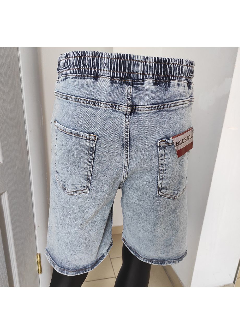 Шорти чоловічі Baggy джинсові пояс на резинці шнурок 30 світло-блакитні No Brand (369012248)