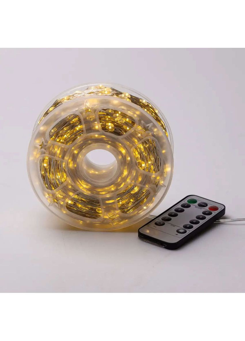 Гірлянда роса на пульті 200 метрів на 2000 світлодіодів крапля білий провід жовтий 2000L200MWY Garlando (370707395)