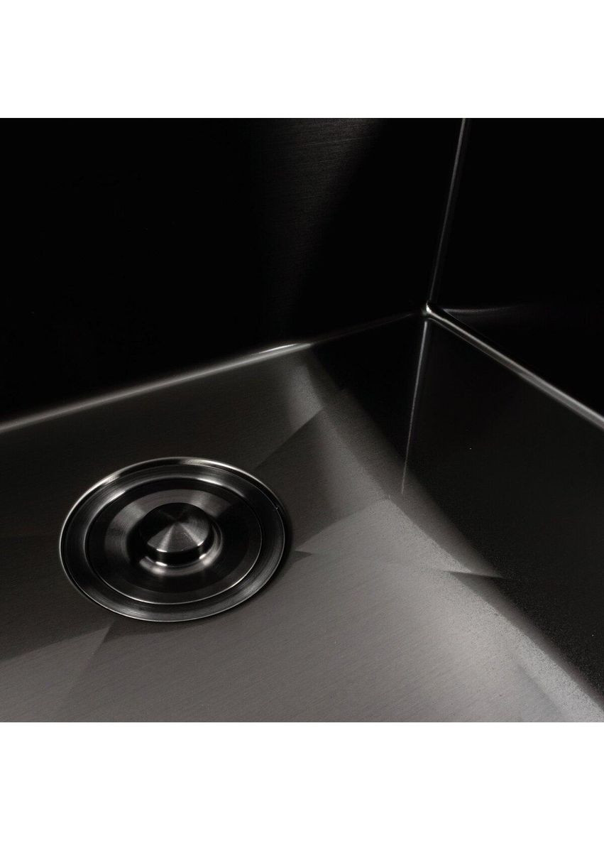 Кухонна мийка чорна PVD 60х50 з підставкою для ножів Valeso (365877836)