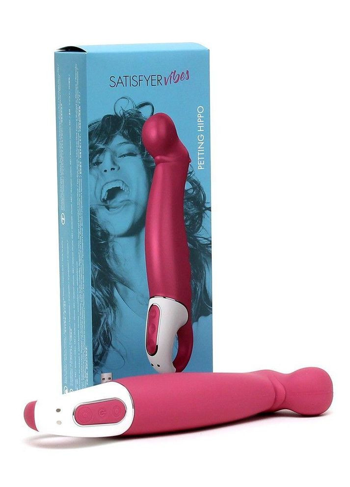 Мощный вибратор Vibes Petting Hippo с гибким стволом, литой силикон, 12 режимов работы Satisfyer (303879079)