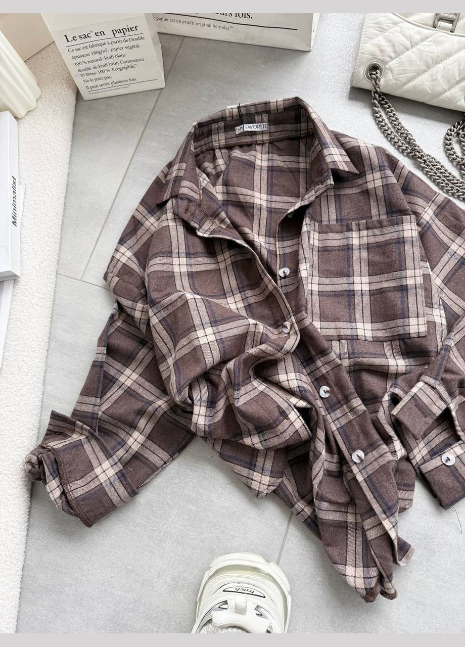 Коричневая повседневный, кэжуал рубашка в клетку No Brand