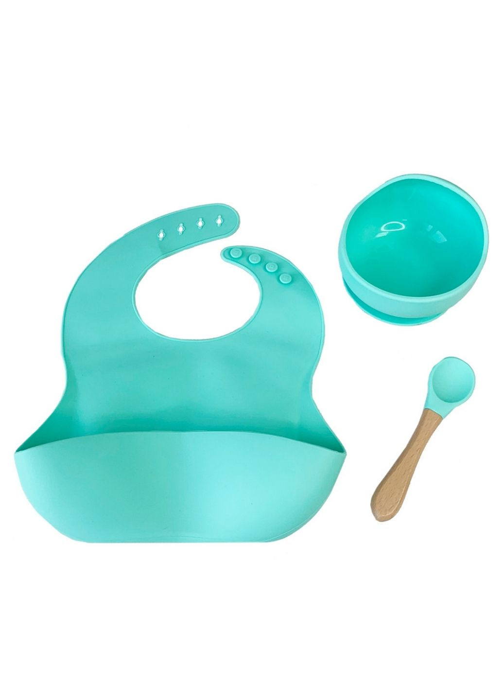 Набор детской посуды Силиконовая тарелка и слюнявчик в коробке No Brand (292577157)