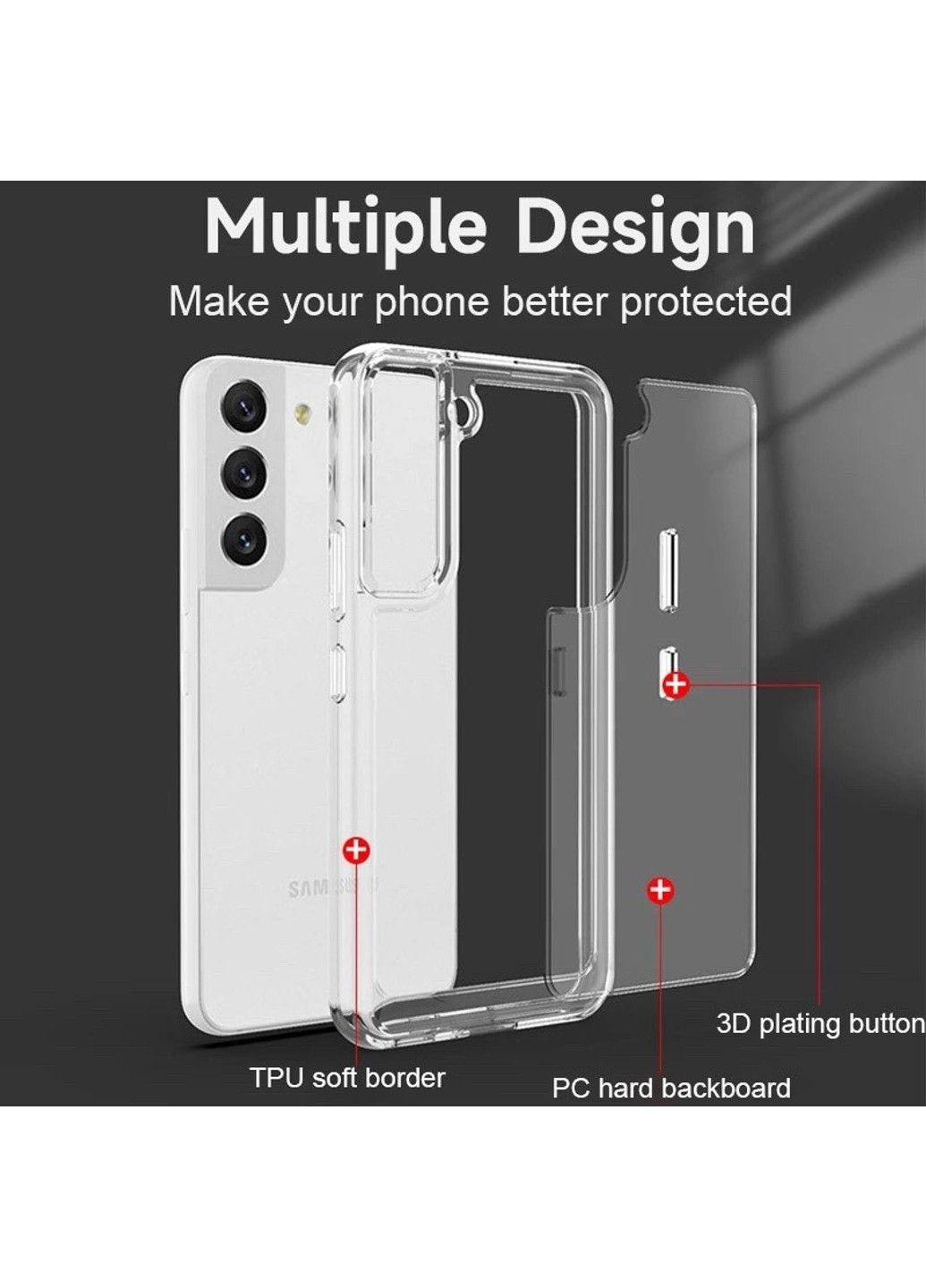 Чохол TPU+PC Clear 2.0 mm metal buttons для Samsung Galaxy S22+ Epik (293514201)