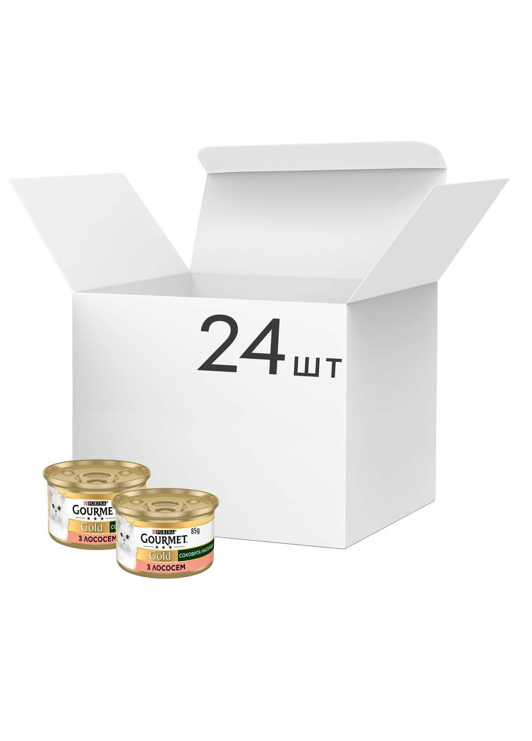 Упаковка влажного корма для кошек Purina Gold Сочное наслаждение с лососем 24 шт по 85 г Gourmet (314710197)