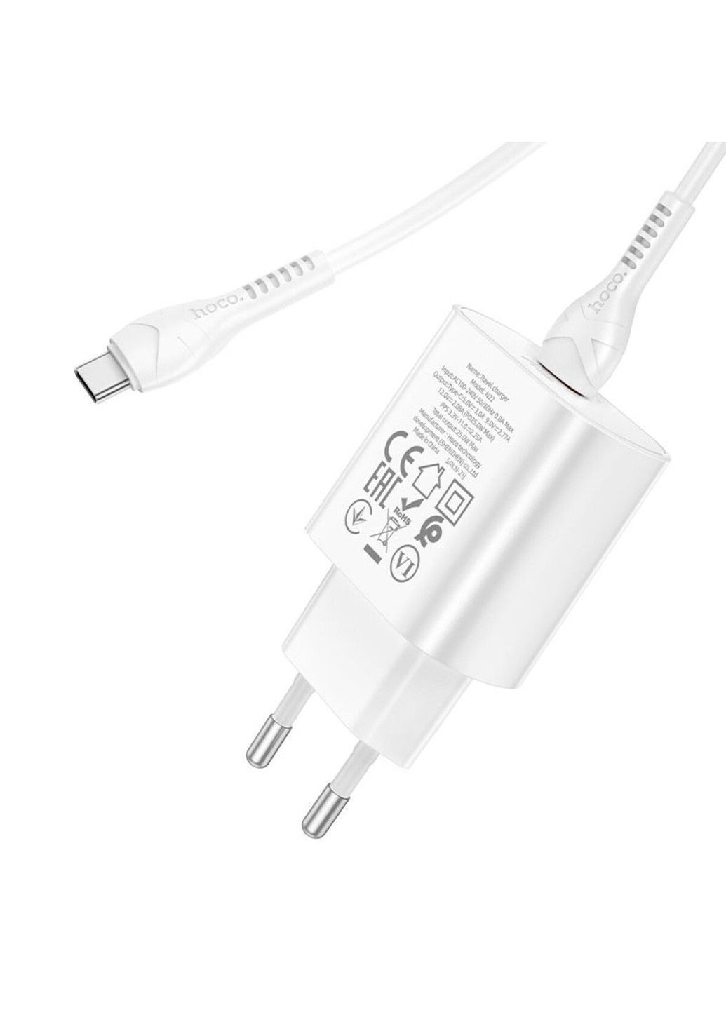 Сетевое зарядное устройство N22 Jetta PD25W charger set(Type-C to Type-C)(EU) White Hoco (369456806)