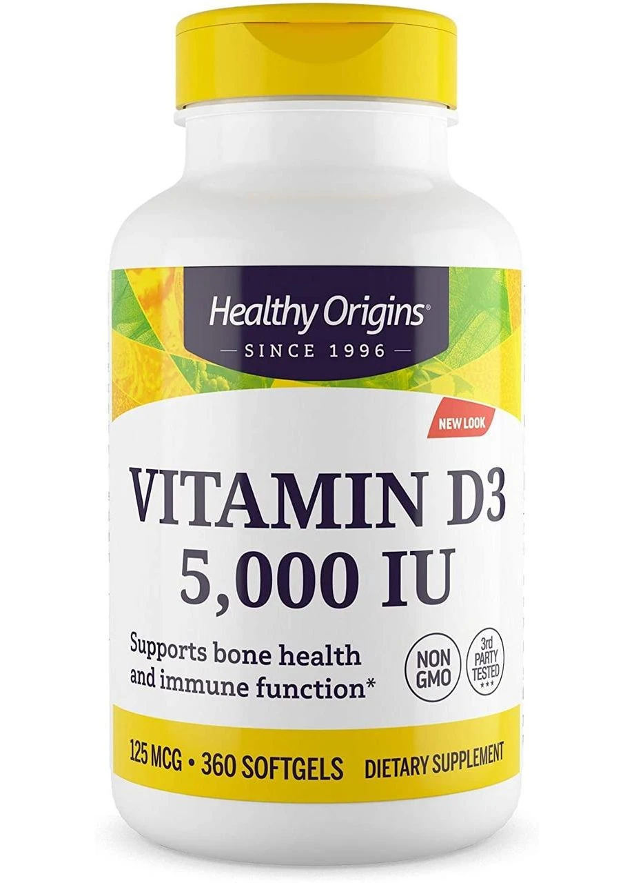 Вітамін D3, Vitamin D3,, 5000 МО, 360 гелевих капсул Healthy Origins (362371982)