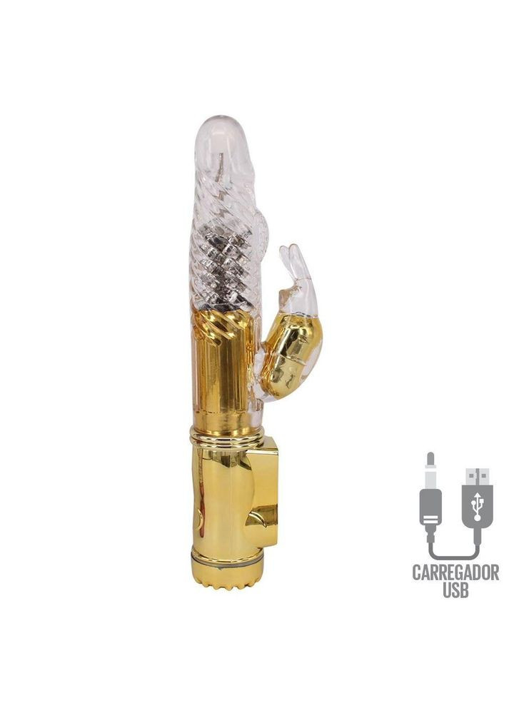 Вибратор двойной с врщением и вибрацией на аккумуляторе JackRabbit Gold Lover кролик мягкий Roger (303893363)