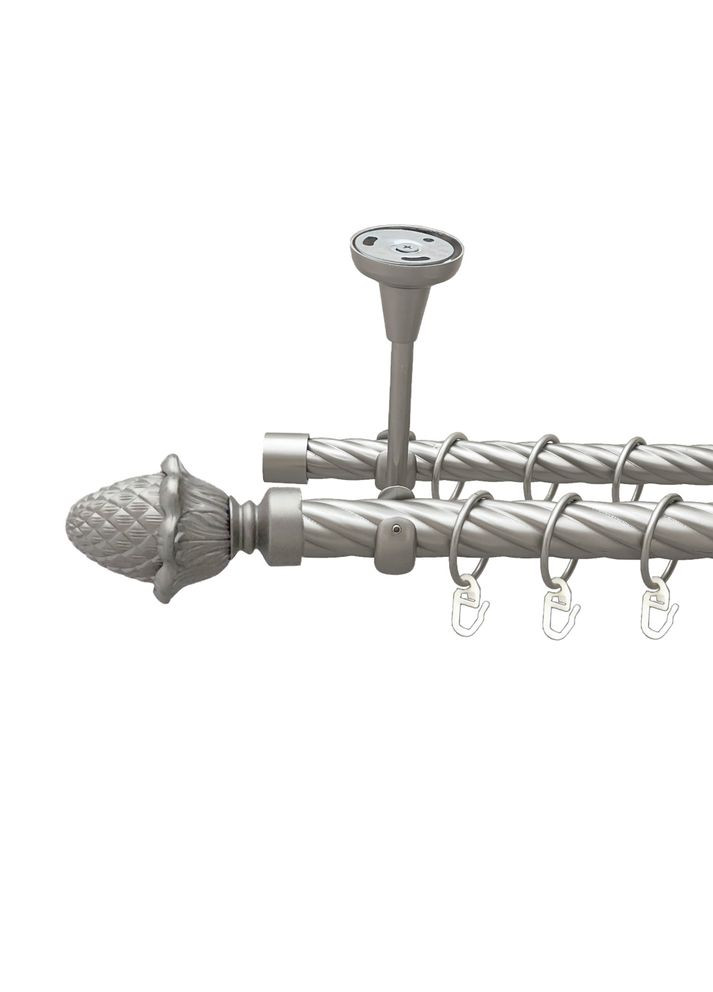Карниз Цинара металлический двухрядный открытый к потолку скрученная труба Сатин 25\19 мм 300 см (00-00024281) ORVIT (300846105)