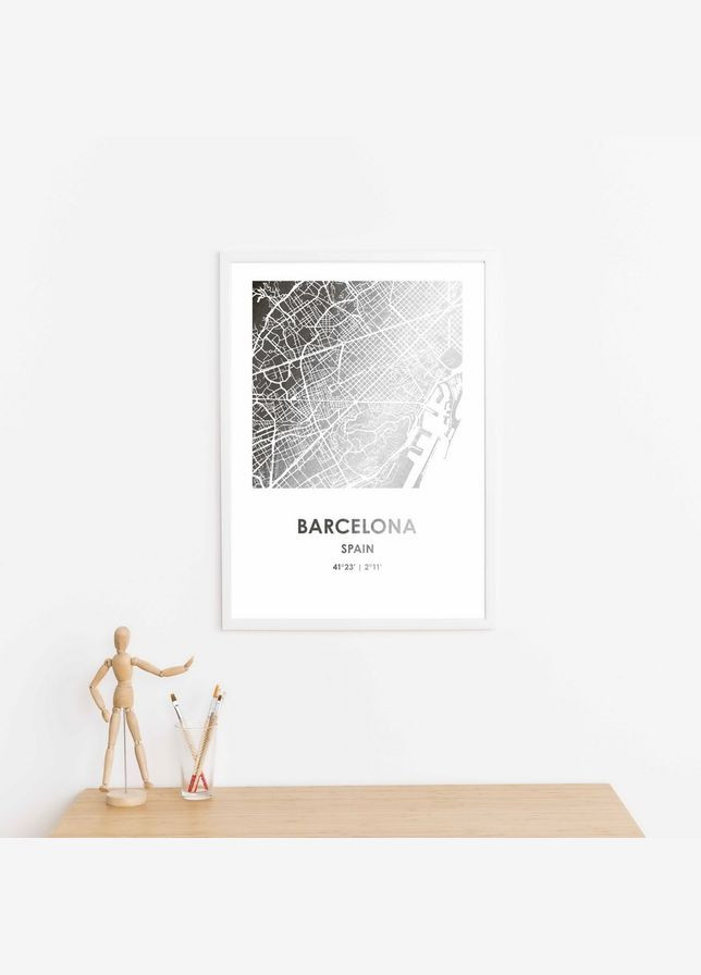 Постер "Барселона / Barcelona" фольгированный А3 (BD-pl-32) silver-white BeriDari (311216943)