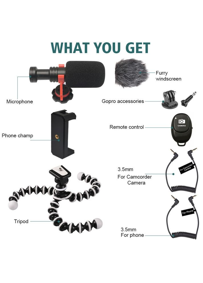 Набор штатив с креплением для телефона + креплением для экшен камер + микрофон + пульт комплект VM-D02 KIT 2GO Mcoplus (372799846)