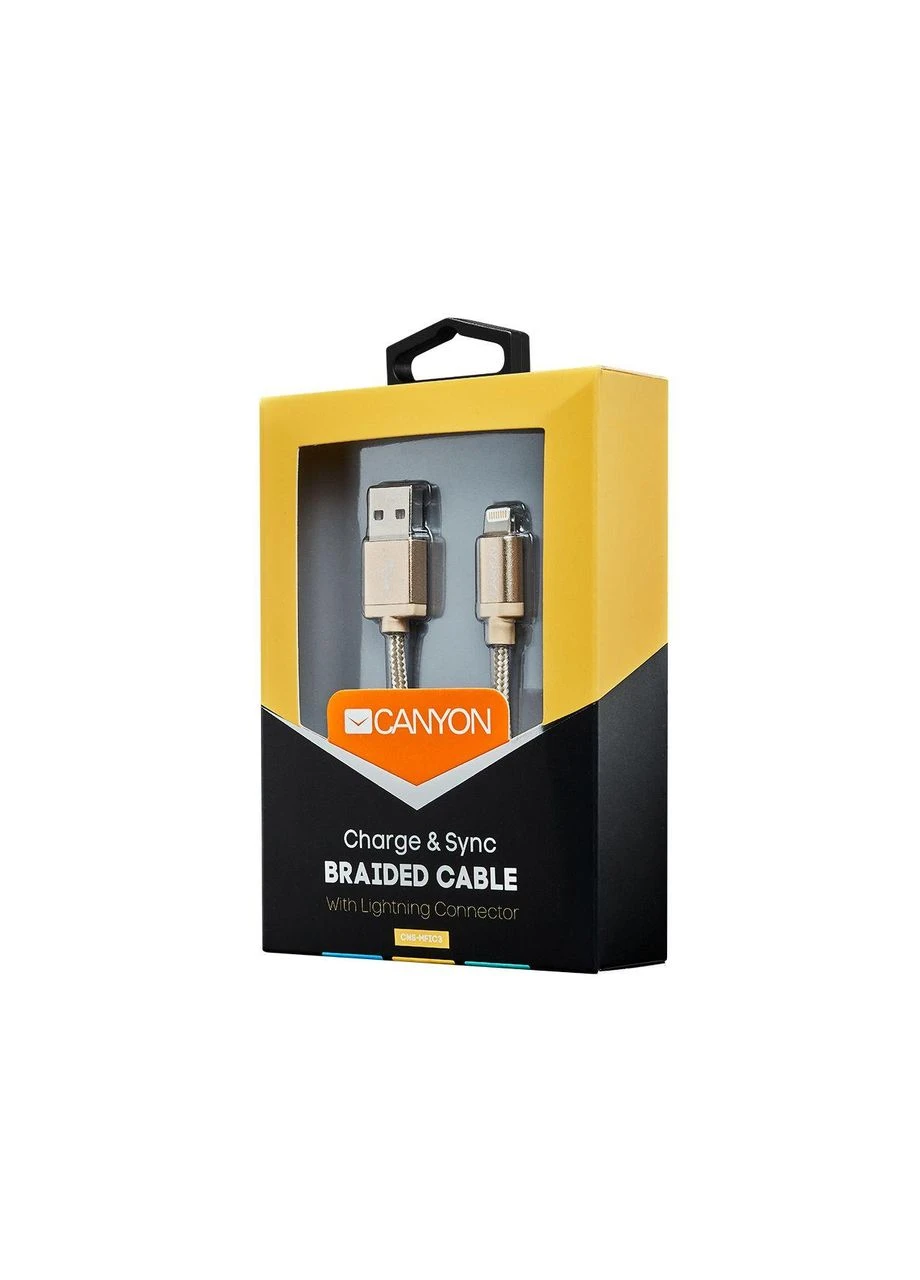 Кабель USB - Lightning (M/M) 1 м, Золотистий (CNS-MFIC3GO) Canyon (394763124)