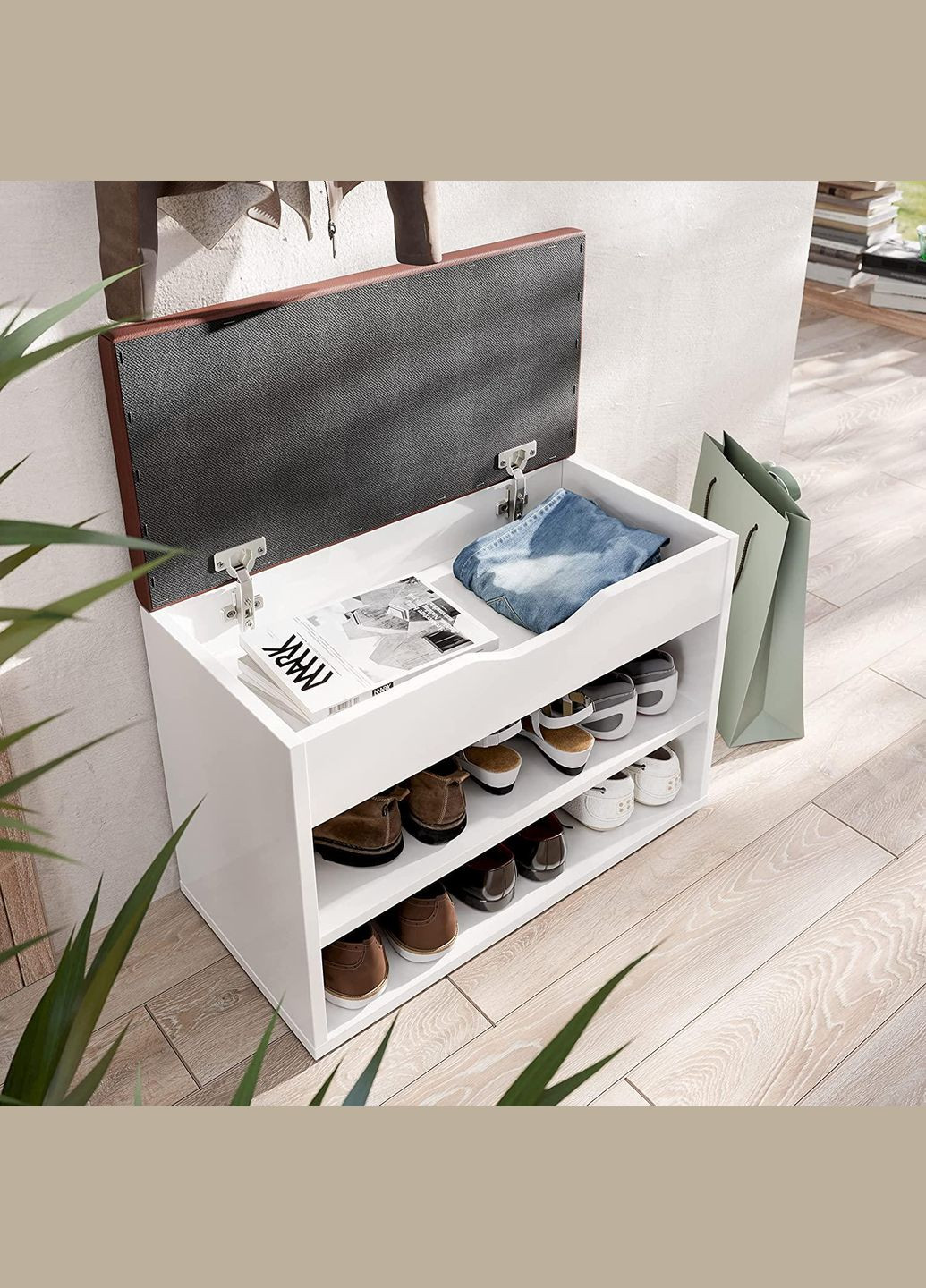 Тумба для обуви с сиденьем в белом цвете MS404 Markson MS404 біла (318473861)