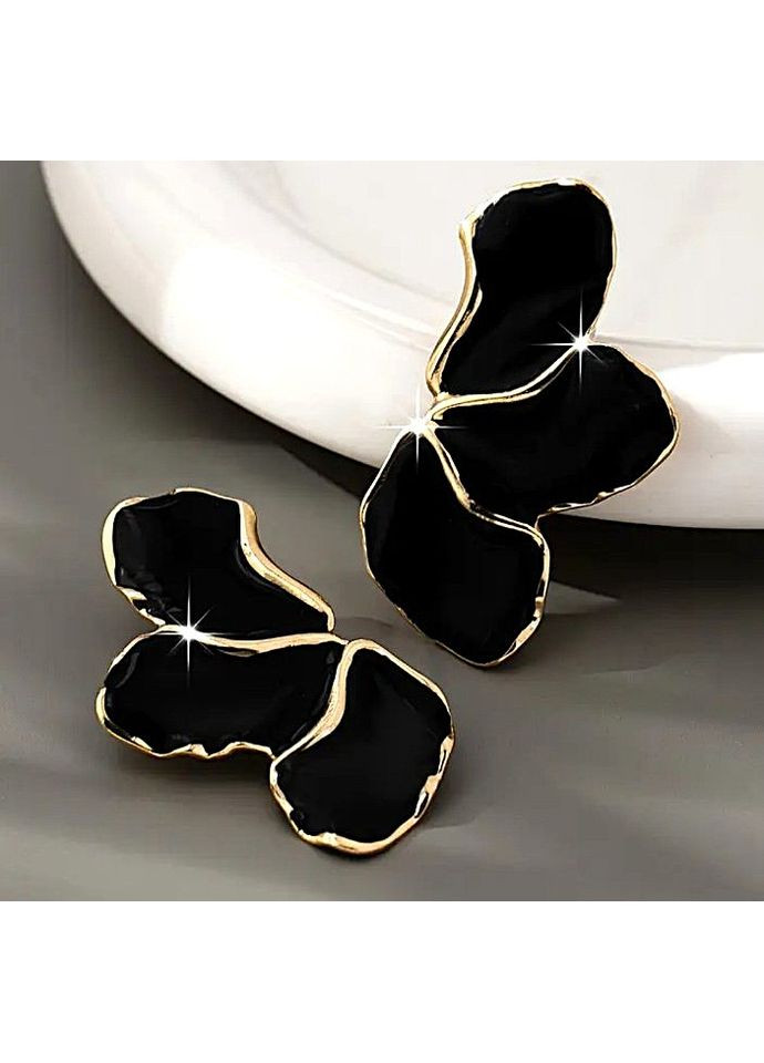 Серьги бижутерия Цветные черные лепестки No Brand (359473030)