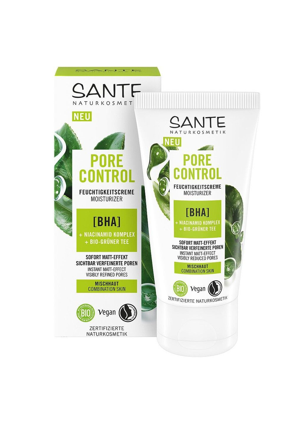 Sante БІО-Крем PORE CONTROL для зволоження комбінованої шкіри обличчя з BHA-кислотою та ніацинамідним комплексом 50 мл — Крем, (298055729)