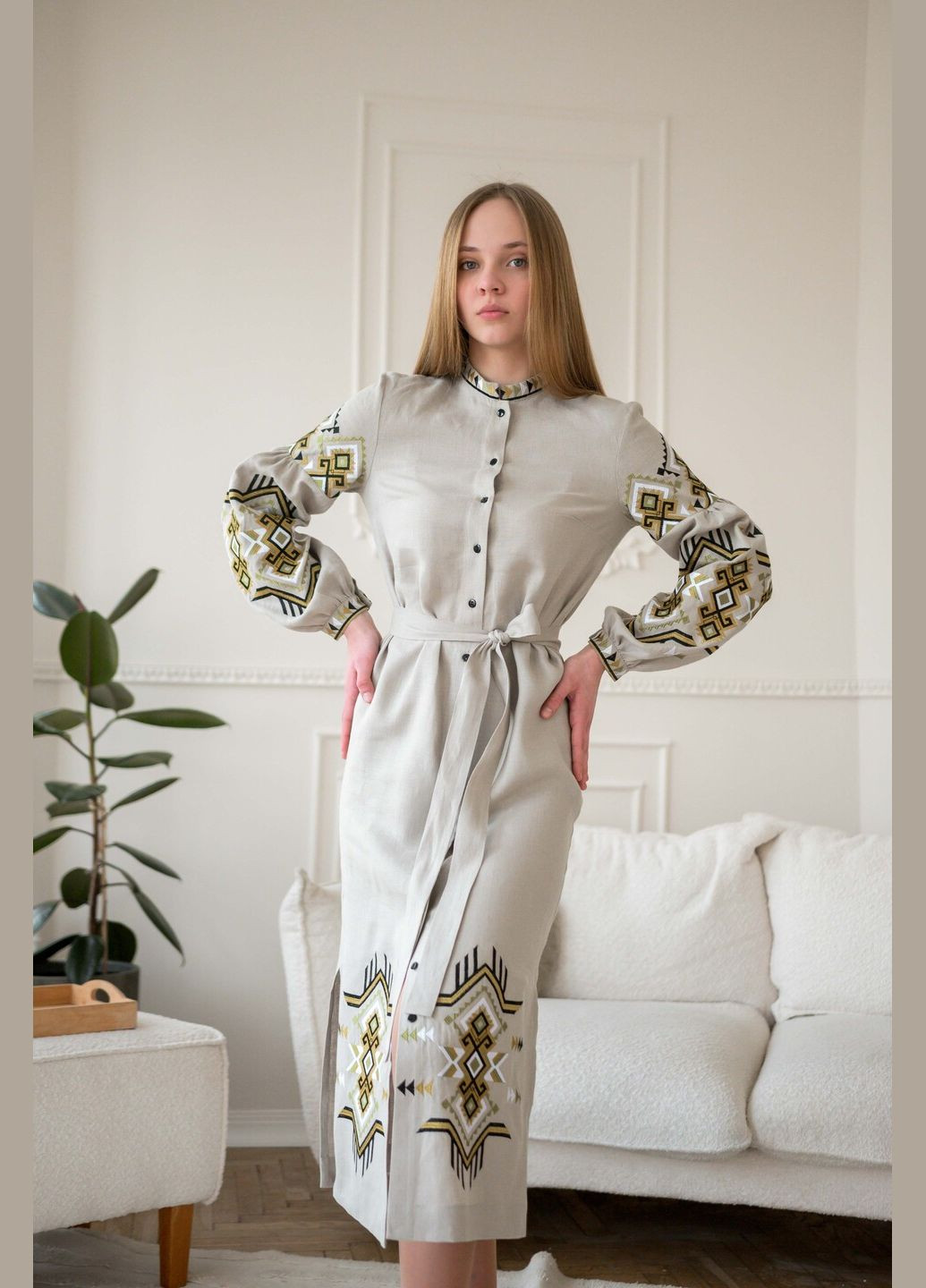 Сіра плаття Vyshyvanka льон (299339646)