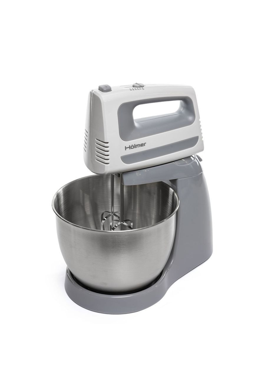Планетарний міксер з чашею 400W з насадками (віночки, гачки для замісу тіста), 5 швидкостей, чаша 3 л з нержавіючої сталі Holmer (370142157)