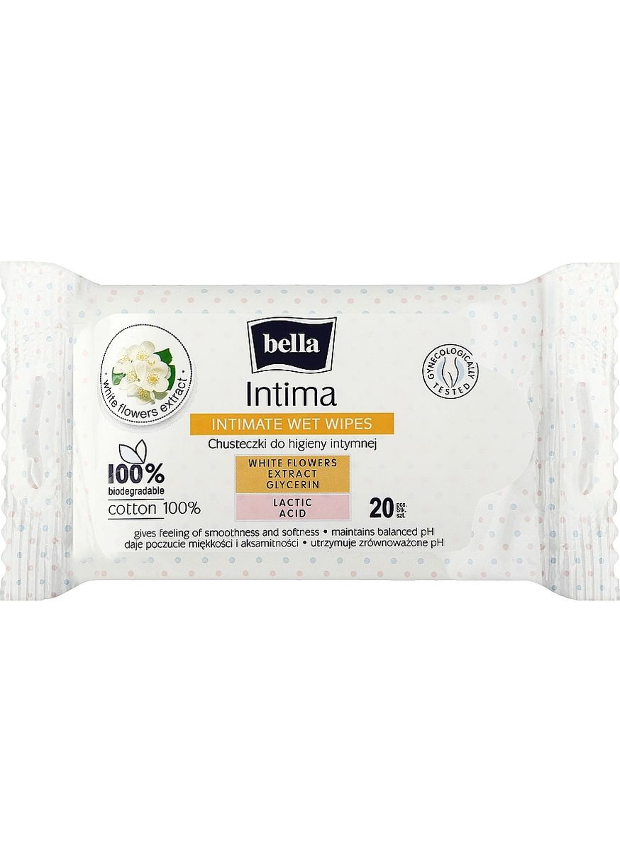 Вологі серветки для інтимної гігієни, 20 шт. Intima Wet Wipes 20шт (815376-27057388) Bella (368601496)
