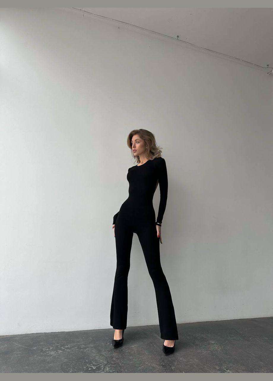 Шикарный комбинезон с открытой спинкой черного цвета 28821 No Brand (323642937)