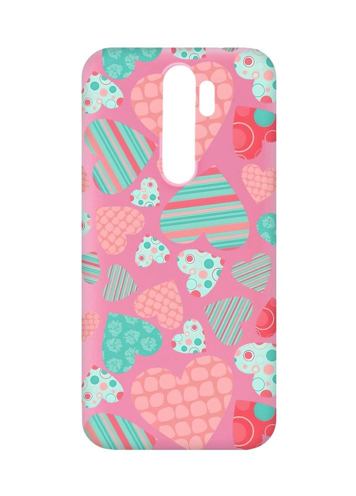Матовий рожевий чохол на Xiaomi Redmi Note 8 Pro:: Різнокольорові сердечка (принт 334) Creative (360696154)