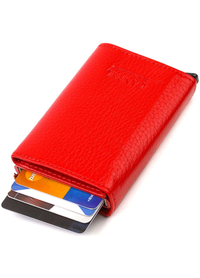 Жіночий картхолдер з автоматичним механізмом для карт та грошей з натуральної шкіри червоний (sku_21933) No Brand (330012907)